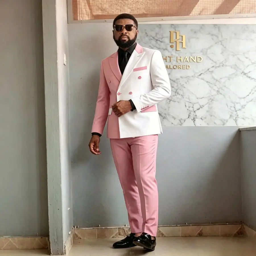 Double Breasted Wedding Suits for Man 2 Pieces Groom Tuxedo Slim Fit Formal Blazer Pants Set for Men Party Prom New Arrival 2026