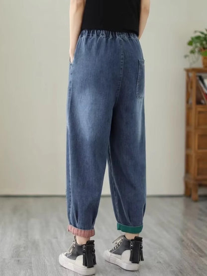Loose Harlan Jeans Women's Denim Pants Middle-Aged Mom Trendy plus Size Carrot Shape High Waist Cotton Stretch Fabric All Sea...