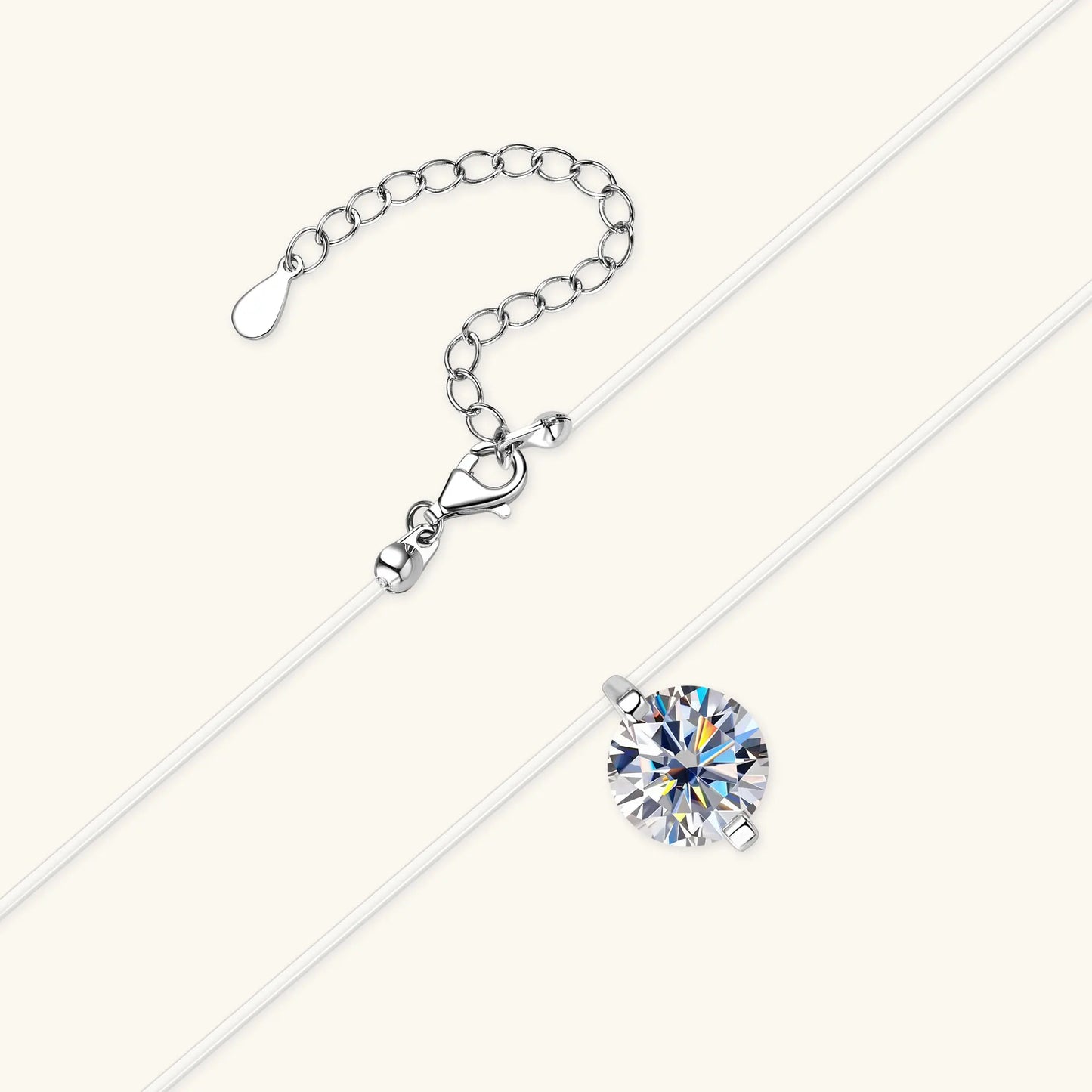 0.5CT 1CT 2CT Moissanite Necklace for Women Sparkling Lab Diamond Solitaire Pendant 925 Silver Transparent Chain Necklaces