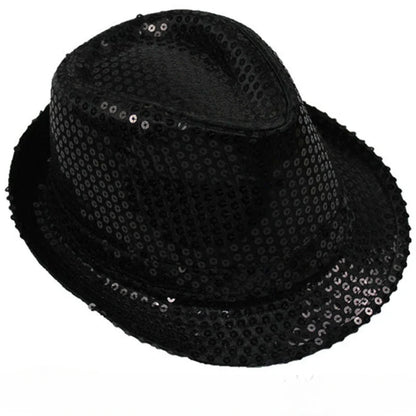 British Top Jazz Hat Bucket Hat Men Women Stage Performance Sequin Hat Shining Christmas Fedoras Party Parent  Hat Hollween