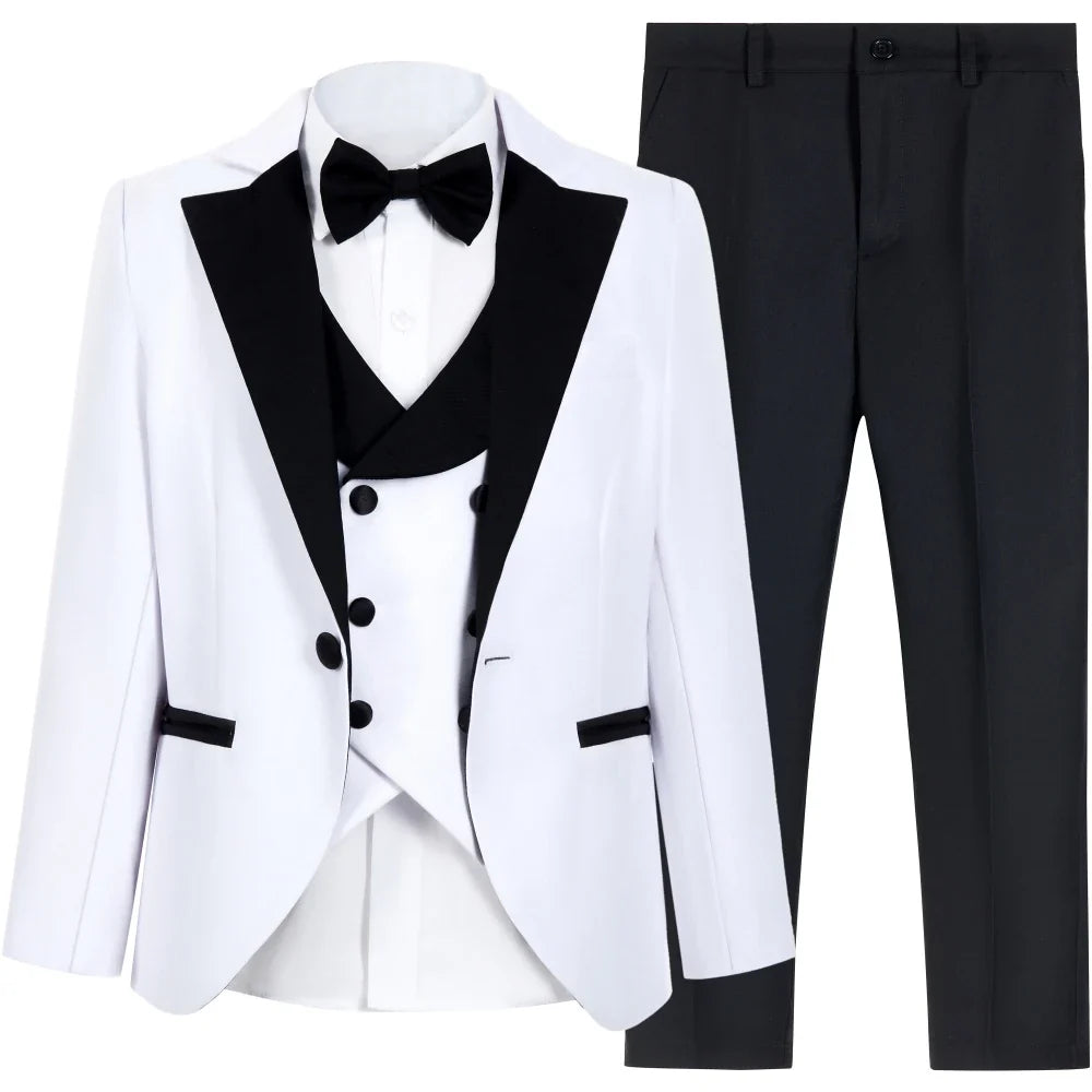 Multi-colors Boys Formal Suit Set 4 Pieces 3-14T Fast Delivery Kids Slim Fit Suits Wedding Ring Bearer Outfit Handsome Tuxedo