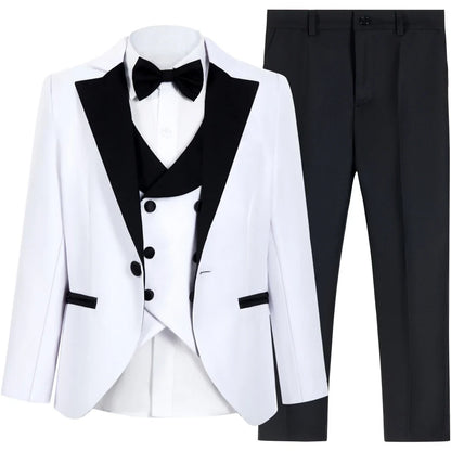 Multi-colors Boys Formal Suit Set 4 Pieces 3-14T Fast Delivery Kids Slim Fit Suits Wedding Ring Bearer Outfit Handsome Tuxedo