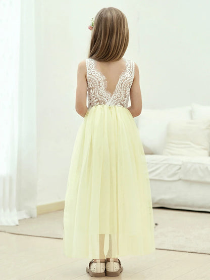 2024 Flower Girl Dress Baby Kids Summer Princess Party Lace Wedding Birthday Dresses Children Clothing 2 4  6 8 10 12 14