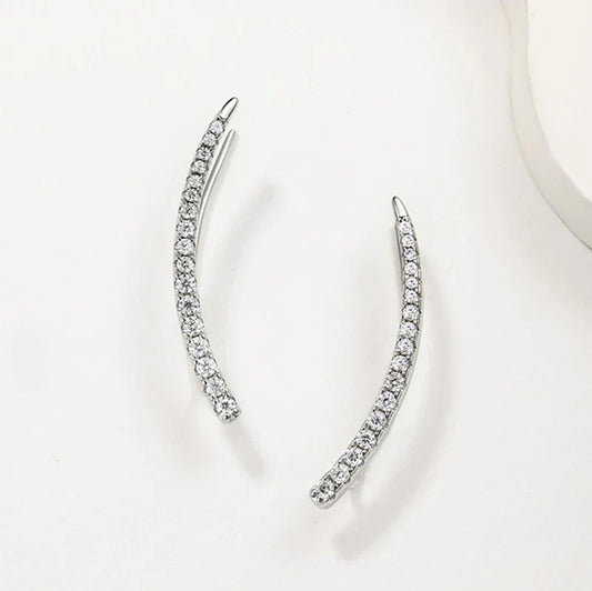 Trendy Test Passed Full Moissanite Smile Stud Earrings for Women Wedding 100% 925 Silver Sparking Party Bridal Jewelry