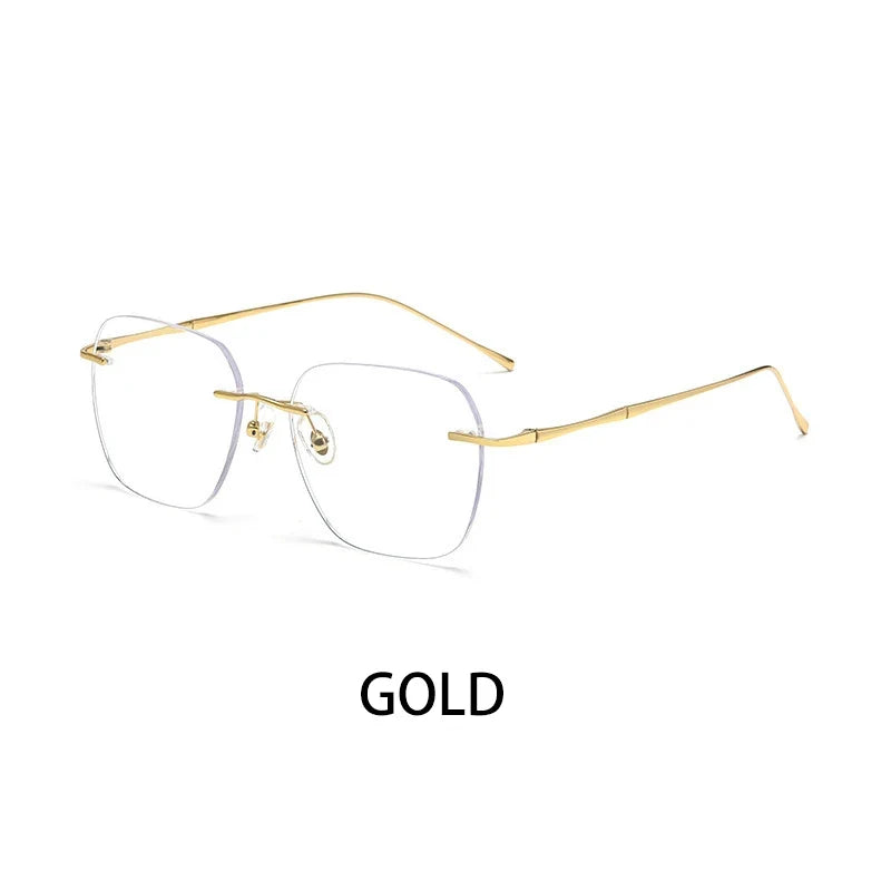 Ultra-light Titanium Rimless Myopia Frames Unisex Simple Square Read Frames Glasses Customized Prescription Glasses F0623