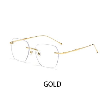 Ultra-light Titanium Rimless Myopia Frames Unisex Simple Square Read Frames Glasses Customized Prescription Glasses F0623