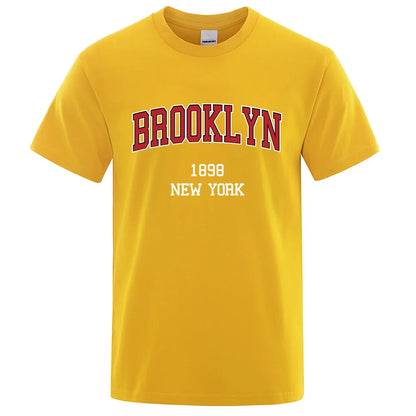 Brooklyn 1898 New York City Letter Prints T Shirt Men Women Clothes T-Shirts Loose Summer Tshirt Cotton Breathable Short Sleeve