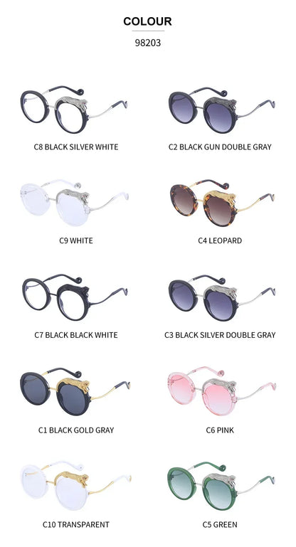 2025 Steampunk Metal Leopard Sunglasses Women Men Personalized Round Frame Sun Glasses Ladies Sunshade UV400 Gafas De Sol