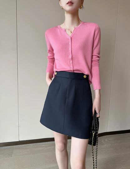 High end early autumn new fashionable small A-line skirt with buttocks wrapped, high-end gray half skirt  skirts