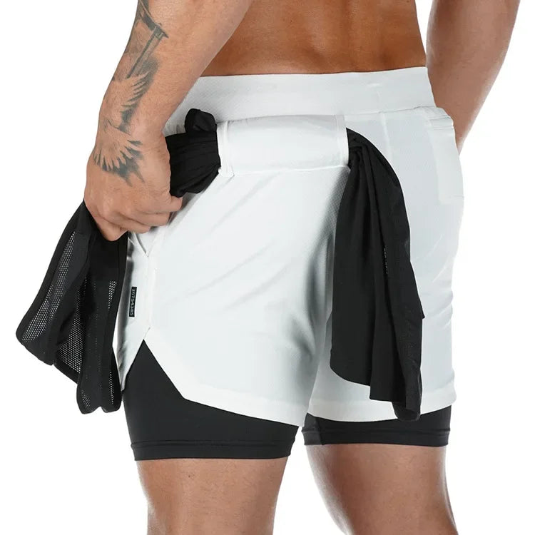 Men's Summer Quick Dry Running 2 in 1 Shorts Sports Jogger Short Pants Male Gym Fitness Workout Sweatpants Plus Size M-5XL