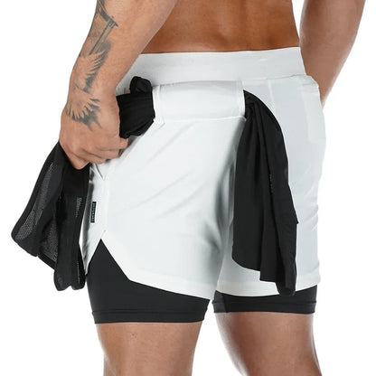 Men's Summer Quick Dry Running 2 in 1 Shorts Sports Jogger Short Pants Male Gym Fitness Workout Sweatpants Plus Size M-5XL