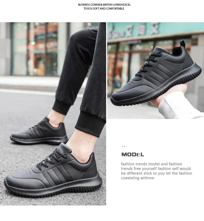 Causal Chef Shoes four Season new Lightweight Soft Sole Comfort Oil proof Men and Women's Chef Business Work Leather Shoe