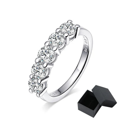 White Gold D Color 4mm Moissanite Ring for Women 1.5CTTW Stone Match Diamond Wedding Band Bride S925 Sterling Silver