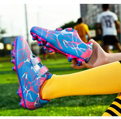 Kids Soccer Shoes Outdoor Non-Slip Football Sports Shoes Boy Training Shoes Child HOOK&LOOP Lightweight Children's Soccer Cleats