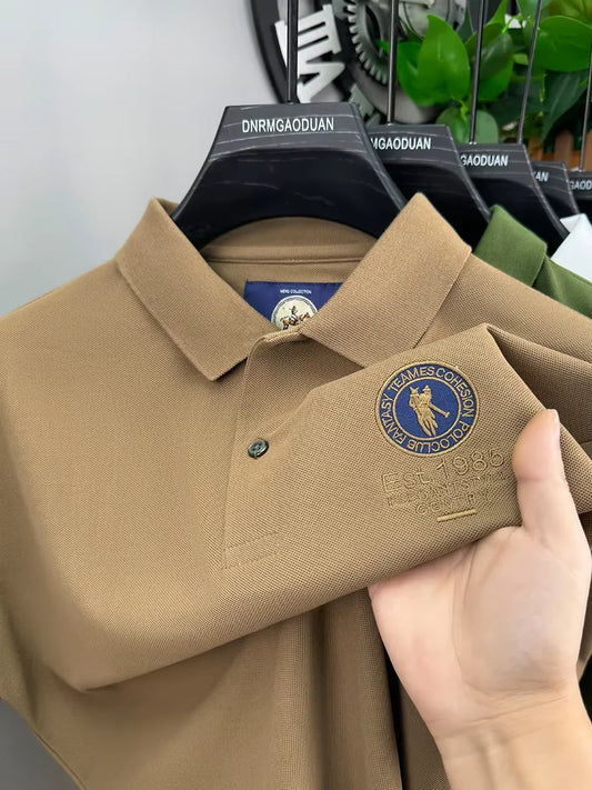 Luxury brand badge embroidery polo shirt short sleeve men's summer top fashionable breathable lightweight comfort casual T-shirt
