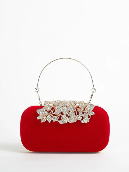 Rhinestone Clutch Bag with Crystal Floral Clasp Women Evening Handbag Formal Party Purse