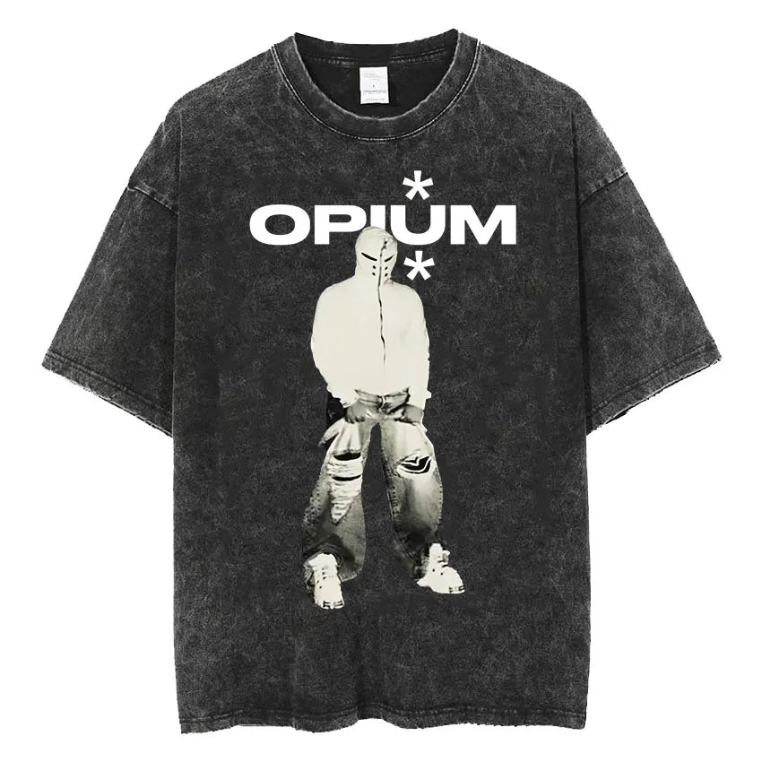 Retro Washed Playboi Carti I AM MUSIC Logo T Shirt Opium Ken Carson Narcissist Tour Antagonist Rap T-shirts Men's Oversized Tees