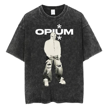 Retro Washed Playboi Carti I AM MUSIC Logo T Shirt Opium Ken Carson Narcissist Tour Antagonist Rap T-shirts Men's Oversized Tees