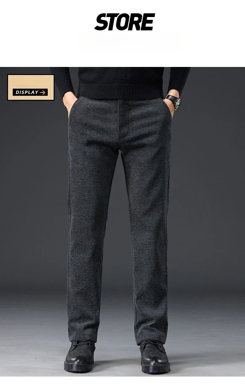 Men's Slim Fit Chenille Long Pants Advanced Business Casual Trousers Trend Autumn Comfortable Daily Wear Male Clothing