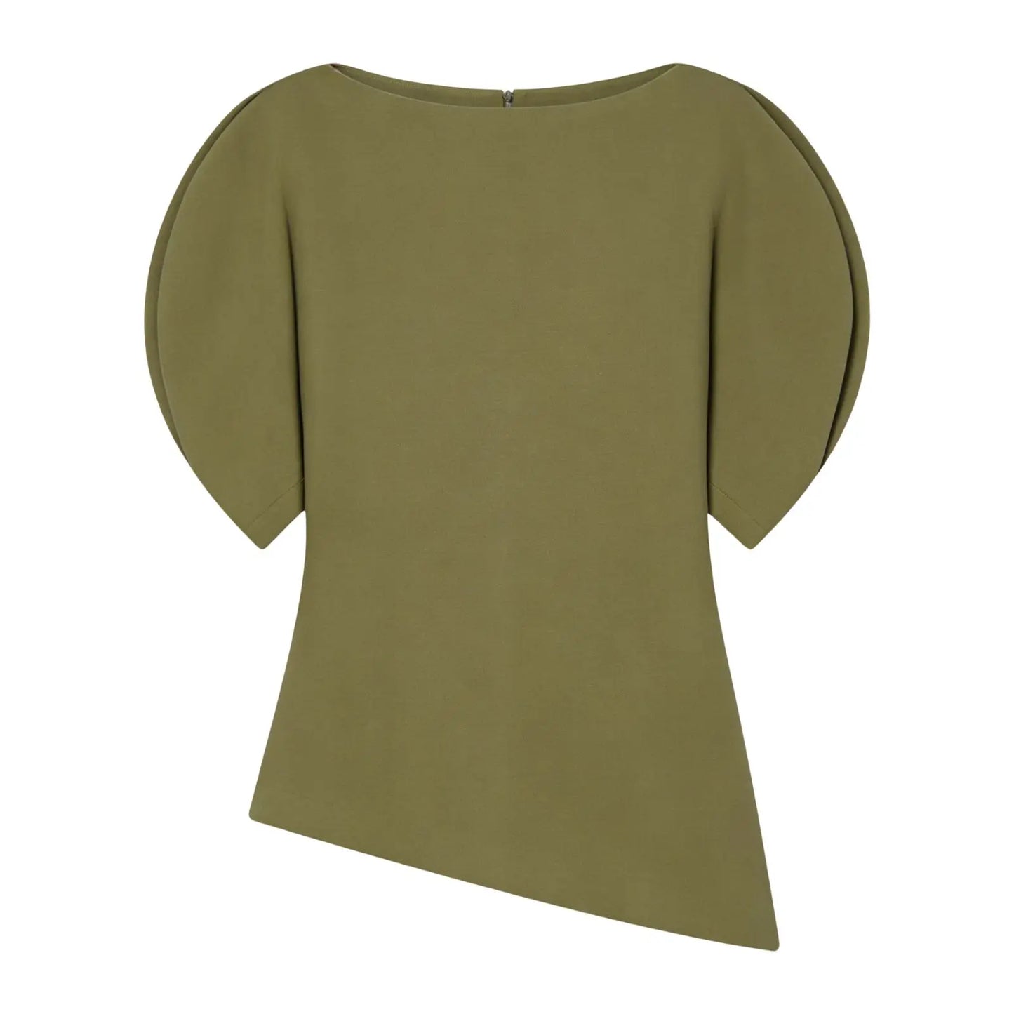 Spring Summer Women Casual Asymmetrical T-Shirts Fashion Solid Female O-Neck Short Puff Sleeve Blouse Lady Office Chic Tops