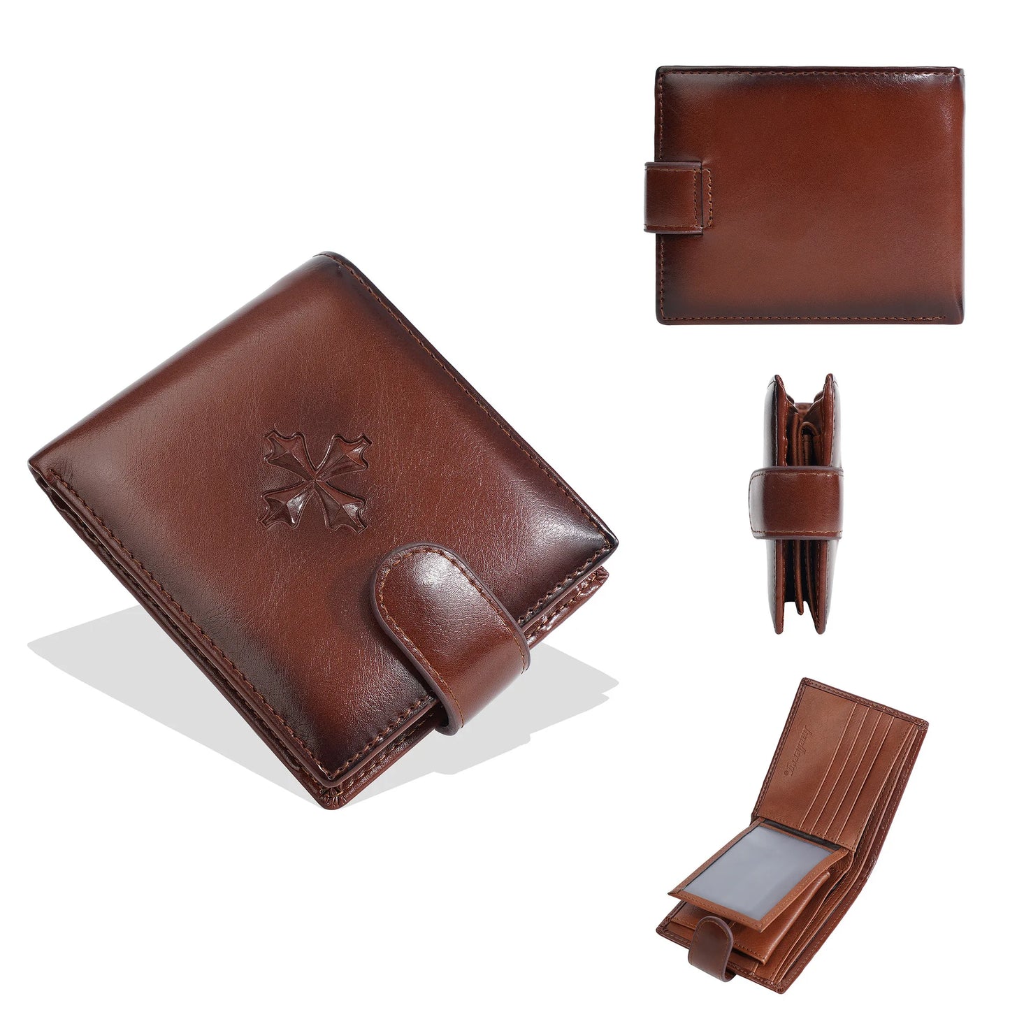 Luxury Men's Short Wallet Vintage Logo Print Zipper Card Holder with Coin Pocket Male Purses