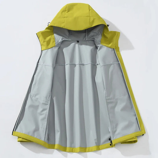 Women Men Waterproof Jacket Hiking Camping Trekking Windbreaker Unisex Outdoor Sporty Rain Coat Hooded Climbing Clothes