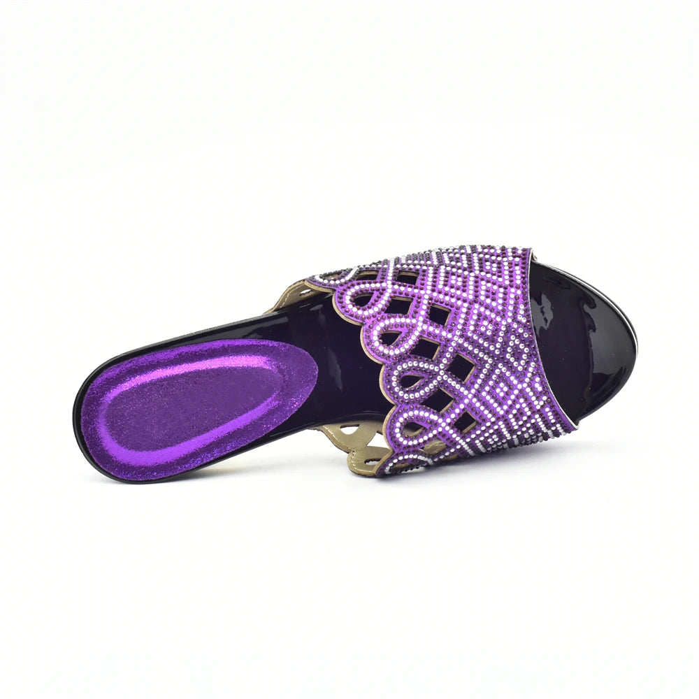 Italian Ladies Shoes and Bags To Match Set Decorated with Rhinestone Plus Size Shoes Women Heel Women Shoes and Bag Set In Italy