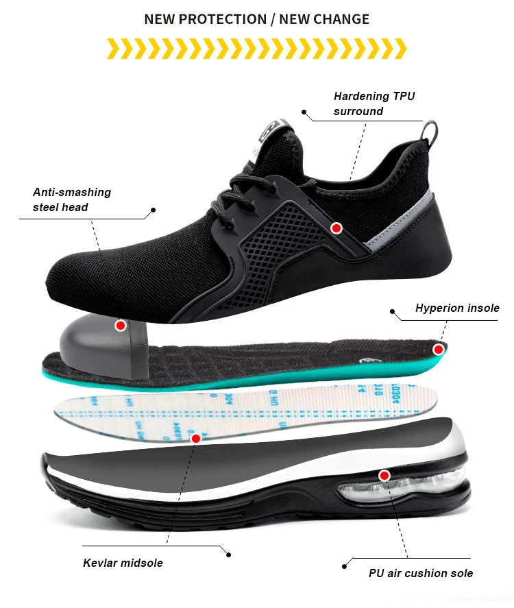 Steel Toe Safety Shoes Men Puncture Resistant Men's Work Shoes Lightweight Men Shoes Safety Bootss Men's Sports Shoes