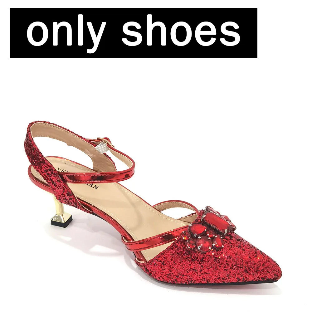 2022 Nigerian Fashionable Silver Color Peep Toe Shoes Matching Bag Set For Royal Ladies Wedding Party Sandal
