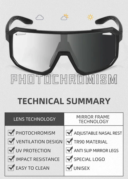 Scvcn New Men's UV400 Photochromic Cycling Sunglasses Women Sports Running Eyewear for Men Glasses Road Bike Bicycle Goggles