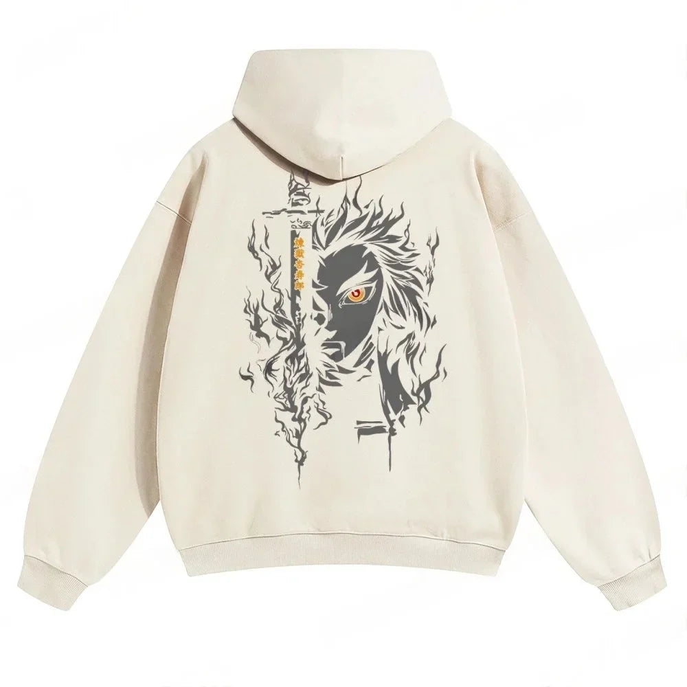 Demon Slayer: Kimetsu no Yaiba Men Hoodie Sweatshirt Rengoku Kyojuro Anime Spring Autumn Boy Long-sleeved Parent-child Outfit