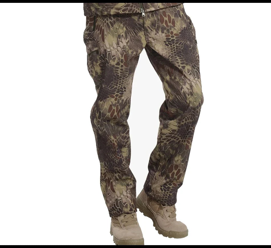 Tactical Pants Soft Shell Fleece Cargo Pants Men Hunting Pants Camouflage  Pant Casual Trousers Unisex Waterproof