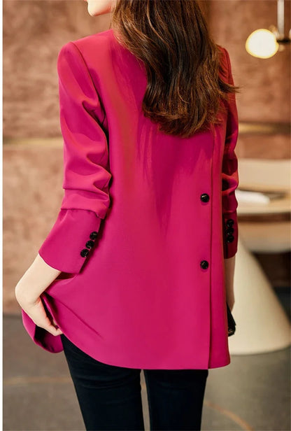 Spring Autumn 2025 Women's Small Suit Jacket Korean Version Leisure Ladies Blazer Coat Temperament Design Sense Lady Outerwear