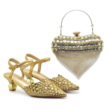 New Arrival Party Shoe and Bag Set for Women Italy 2026 Nigeria Elegance Party Rhinestone Pointed Toe Women's Shoes High Heel