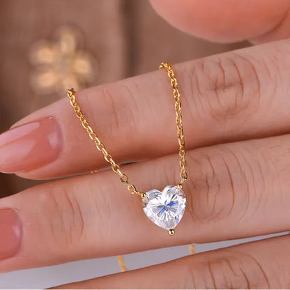 0.5-2CT Heart Cut Moissanite Solitaire Pendant Necklaces for Women 925 Sterling Silver Chains Fine Jewelry Gifts Collar