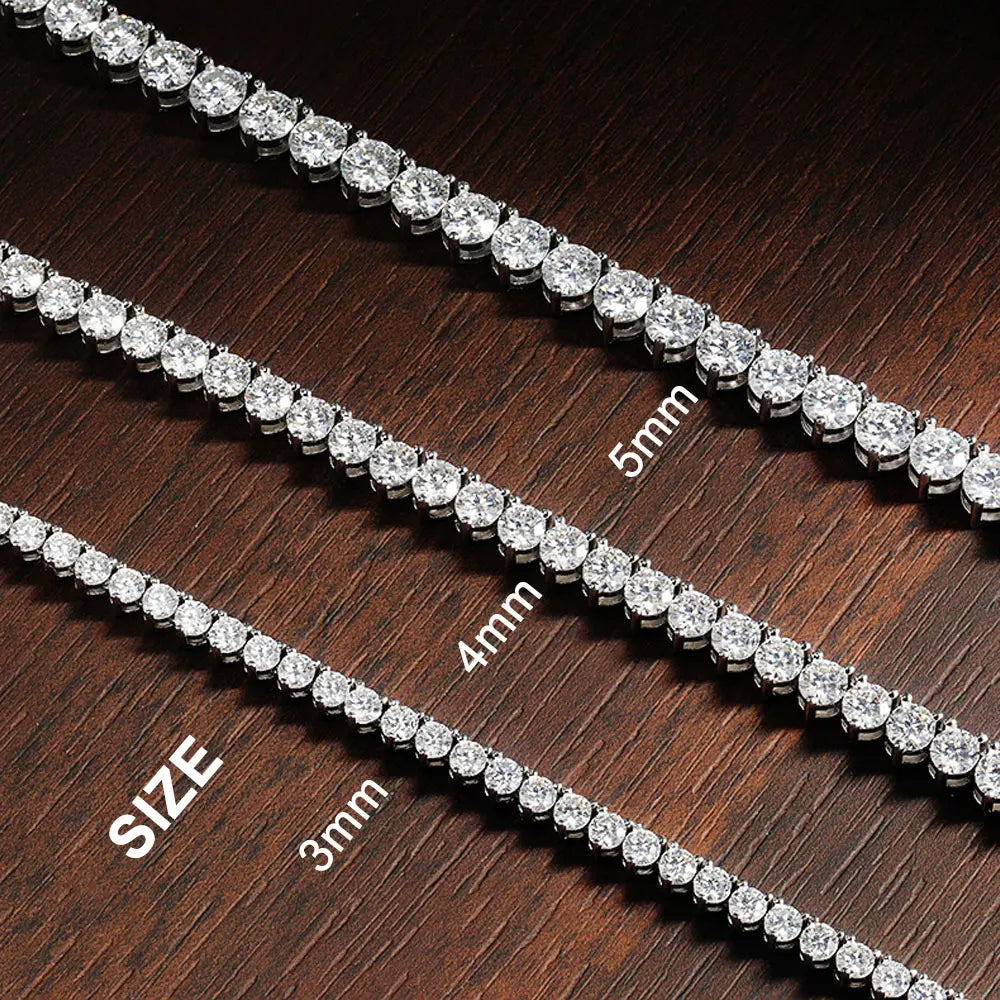 3 Claw D VVS1 Moissanite Tennis Necklace 3/4/5mm GRA Certified Lab Diamond Solid s925 Silver GRA Necklace for Women Man