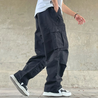 Mens Womens Spring Summer Lightweight Quick Dry Baggy Loose Paratrooper Cargo Pants Outdoor Techwear Multi Pocket Streetwear