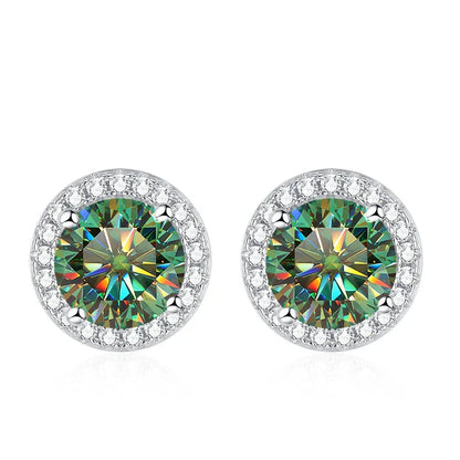 Moissanite Stud Earrings for Women 925 Sterling Silver Green Blue Pink Red Black Blue Sparkling Moissanite Studs Earring