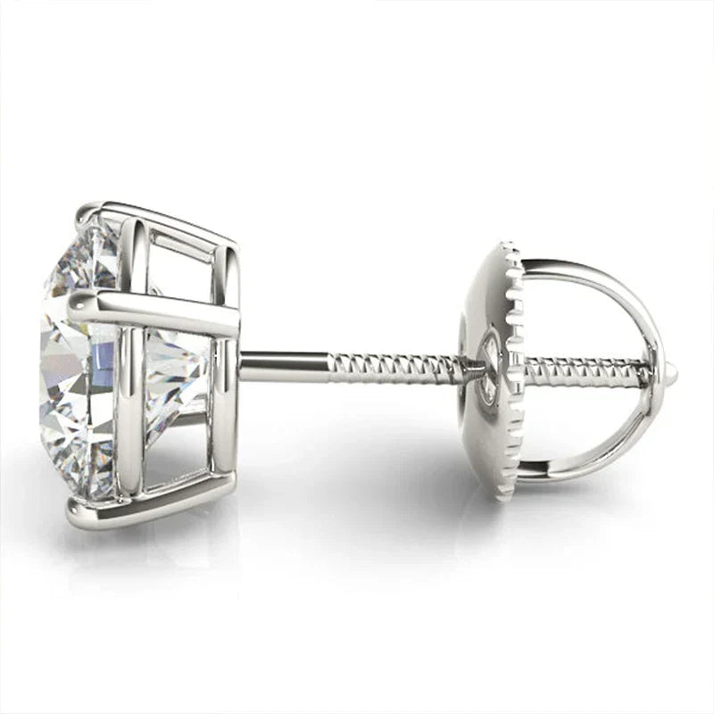 100% S925 silvery Portuguese cut D moissanite screw back 4 prong stud earring for women golden plated yellow golden plated  GRA