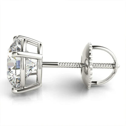 100% S925 silvery Portuguese cut D moissanite screw back 4 prong stud earring for women golden plated yellow golden plated  GRA