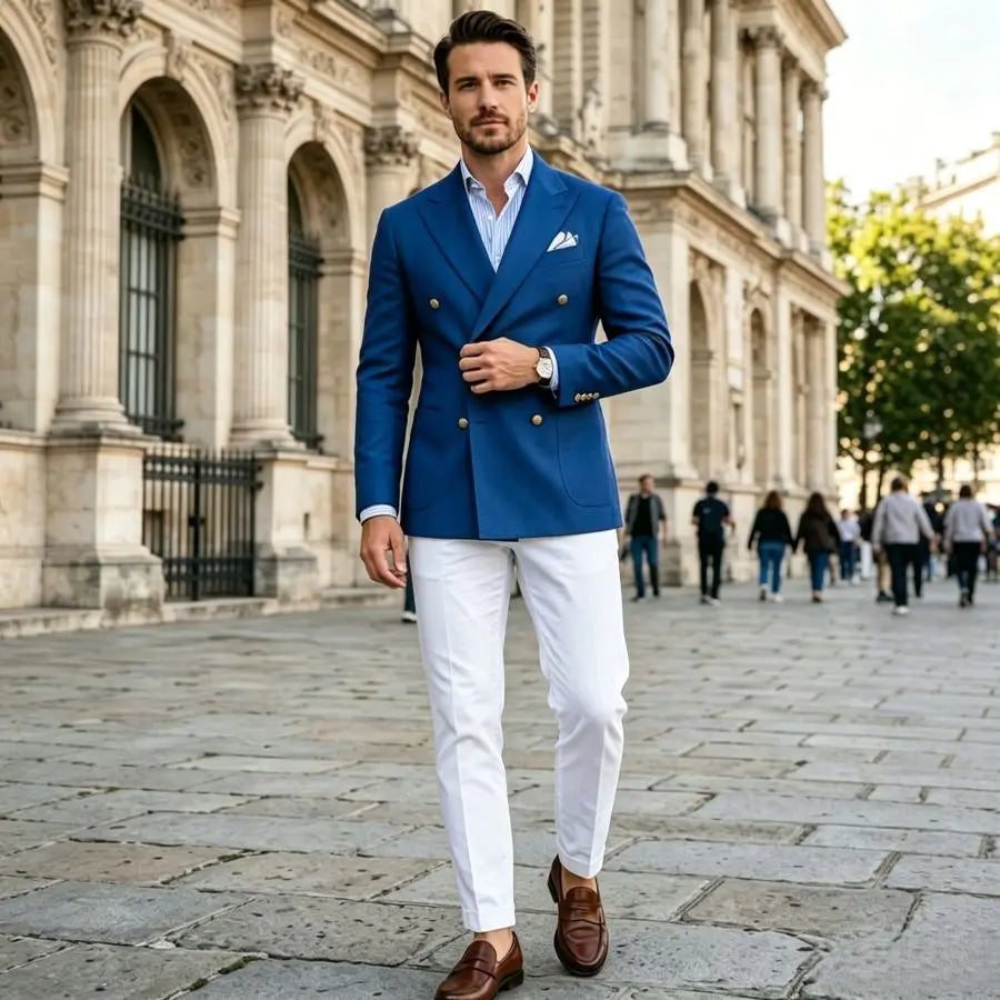 Double Breasted Men Suits 2 Pieces Slim Fit Wedding Suits for Prom Party Groom Tuxedo Blazer Pants Set Formal Outfit 2026 New