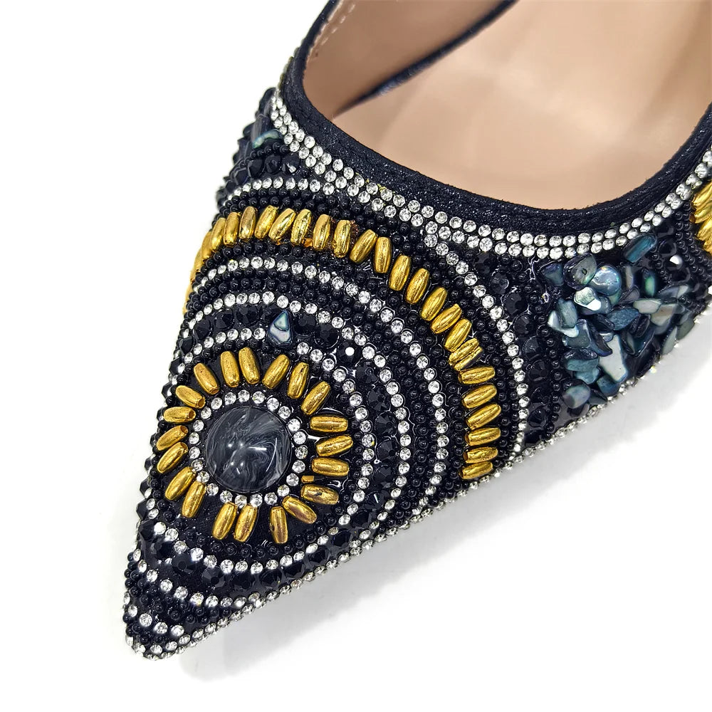 Elegant Italian Design Women's Party Shoes With Matching Handbag - Perfect for Hot African Weddings Stylish Heels and Bag Set