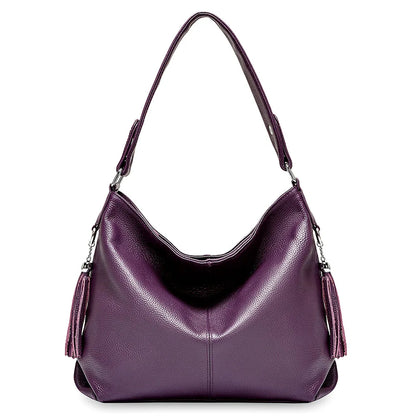 2026 New Fashion Soft Real Genuine Leather Tassel Women Handbag Elegant Ladies Hobo Shoulder Bag Messenger Purse Satchel