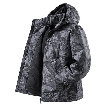 Men's Winter Warm Windbreaker Graphene Inner Waterproof Fleece Jackets Hiking Camping Climbing Skiing Thermal Rain Coat