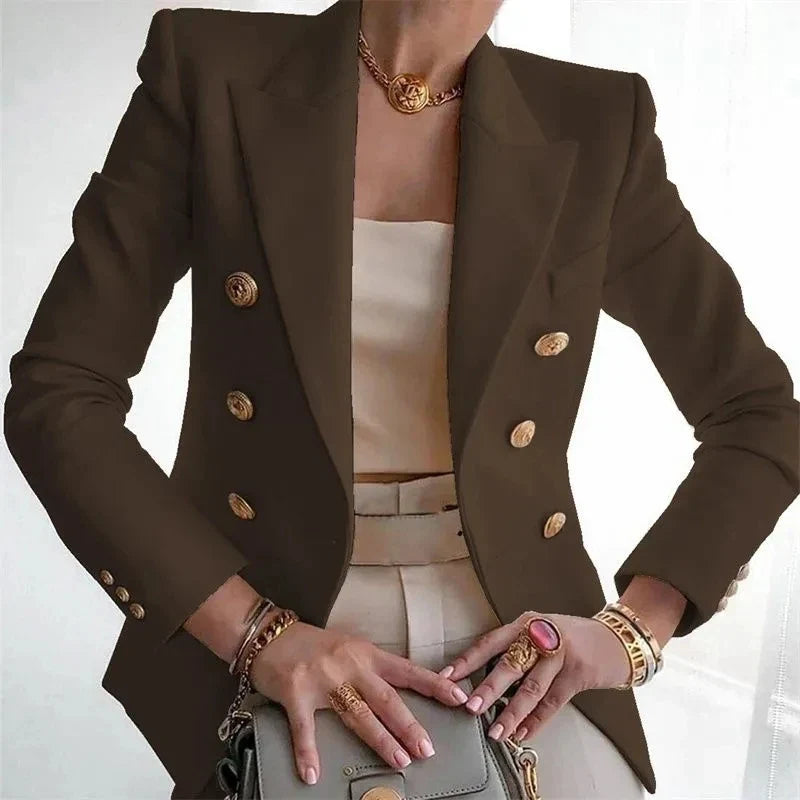 Women's Small Blazer Jacket 2026 Spring Autumn Casual Office Elegant Ladies Suit Coat High-end Double-breasted Lady Outerwear