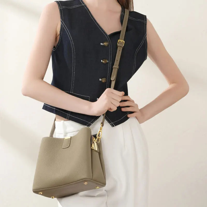 Genuine Leather Women's Bag Luxury Designer Shoulder Bag Large Capacity Cowhide Handbags High Quality Women Crossbody Bags