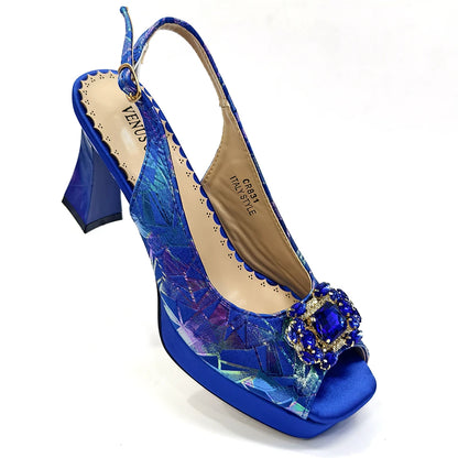 2025 Women's Elegant Yellow High Heel Shoe and Matching Bag Set with Rhinestone Accents – Stylish Square Toe Design for Parties