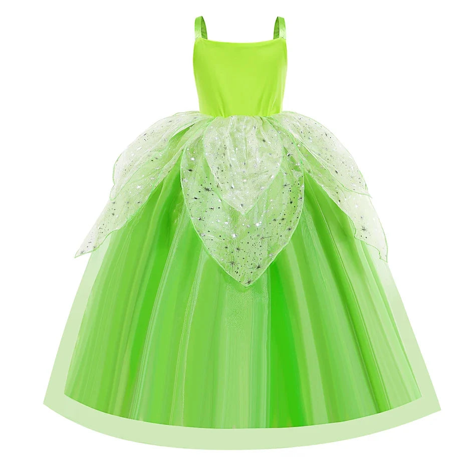 Girls Flower Fairy Dress Up Kids Princess Dress With Wings Halloween Princess Costume Elves Party Tinkerbell Tinker Bell Dress