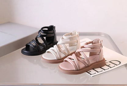 Sweet Princess Shoes for Little Girls 2026 Summer New Fashion Korean Edition High Top Roman Sandals for Girls