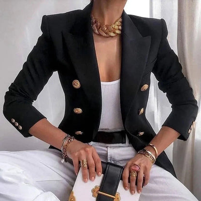 Women's Small Blazer Jacket 2026 Spring Autumn Casual Office Elegant Ladies Suit Coat High-end Double-breasted Lady Outerwear